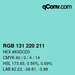 Color code: RGB 131 220 211 | qconv.com