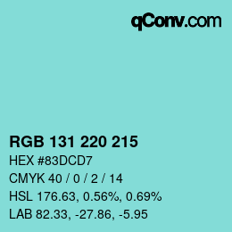 Color code: RGB 131 220 215 | qconv.com