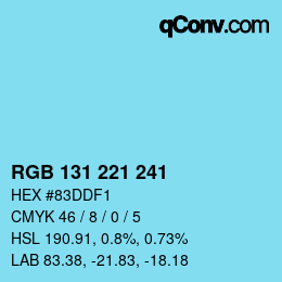 Color code: RGB 131 221 241 | qconv.com