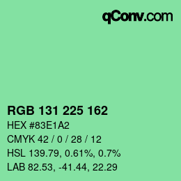 Color code: RGB 131 225 162 | qconv.com