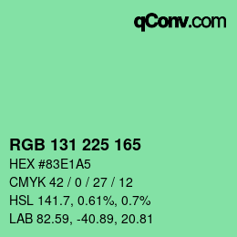 カラーコード: RGB 131 225 165 | qconv.com