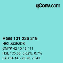 Farbcode: RGB 131 226 219 | qconv.com