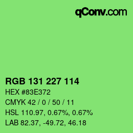 Color code: RGB 131 227 114 | qconv.com