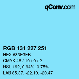 Color code: RGB 131 227 251 | qconv.com