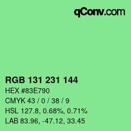Farbcode: RGB 131 231 144 | qconv.com