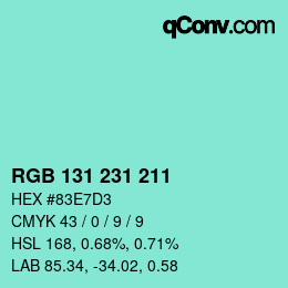 Color code: RGB 131 231 211 | qconv.com