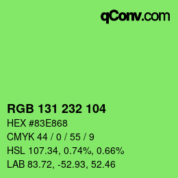 Color code: RGB 131 232 104 | qconv.com