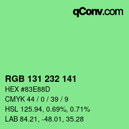 Color code: RGB 131 232 141 | qconv.com