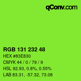 カラーコード: RGB 131 232 48 | qconv.com