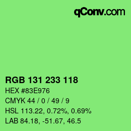 Color code: RGB 131 233 118 | qconv.com