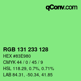 Color code: RGB 131 233 128 | qconv.com