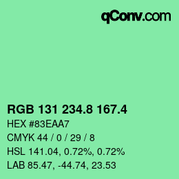 カラーコード: RGB 131 234.8 167.4 | qconv.com