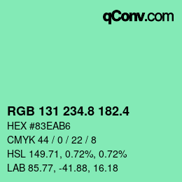 カラーコード: RGB 131 234.8 182.4 | qconv.com