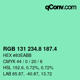 カラーコード: RGB 131 234.8 187.4 | qconv.com