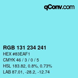 Farbcode: RGB 131 234 241 | qconv.com