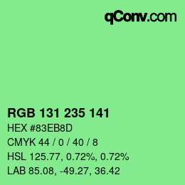 Color code: RGB 131 235 141 | qconv.com