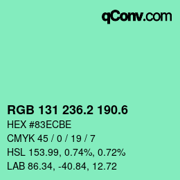 カラーコード: RGB 131 236.2 190.6 | qconv.com