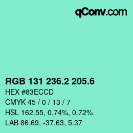 カラーコード: RGB 131 236.2 205.6 | qconv.com