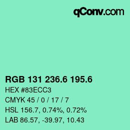 カラーコード: RGB 131 236.6 195.6 | qconv.com