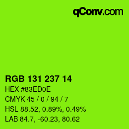 Color code: RGB 131 237 14 | qconv.com