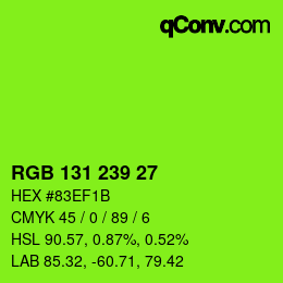 Farbcode: RGB 131 239 27 | qconv.com