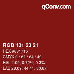 カラーコード: RGB 131 23 21 | qconv.com