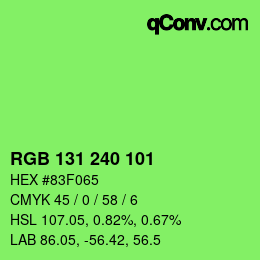 颜色代码: RGB 131 240 101 | qconv.com