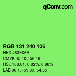 Color code: RGB 131 240 106 | qconv.com