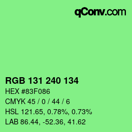 Color code: RGB 131 240 134 | qconv.com