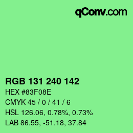 Color code: RGB 131 240 142 | qconv.com