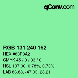 Color code: RGB 131 240 162 | qconv.com