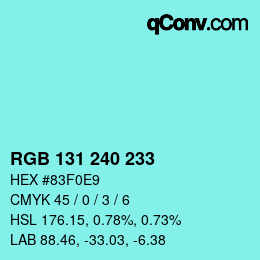 Color code: RGB 131 240 233 | qconv.com