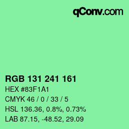 颜色代码: RGB 131 241 161 | qconv.com