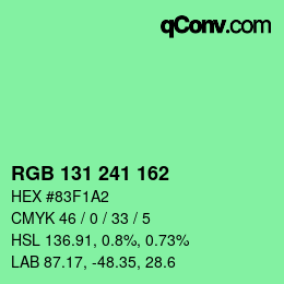 Color code: RGB 131 241 162 | qconv.com