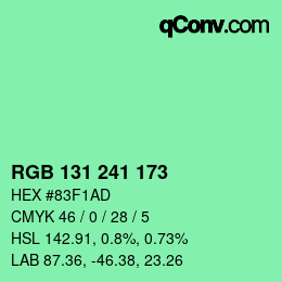 Color code: RGB 131 241 173 | qconv.com