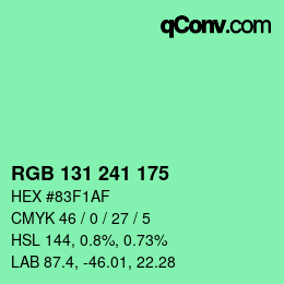 Color code: RGB 131 241 175 | qconv.com