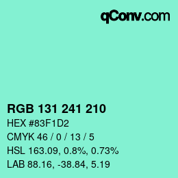 Color code: RGB 131 241 210 | qconv.com