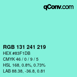 Color code: RGB 131 241 219 | qconv.com