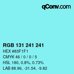 Color code: RGB 131 241 241 | qconv.com