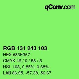 Color code: RGB 131 243 103 | qconv.com