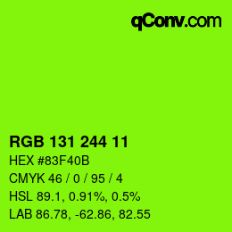 Color code: RGB 131 244 11 | qconv.com