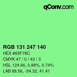 Código de color: RGB 131 247 140 | qconv.com