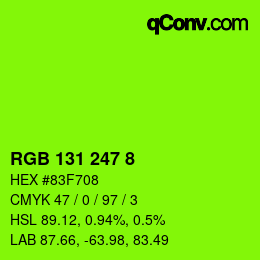 颜色代码: RGB 131 247 8 | qconv.com