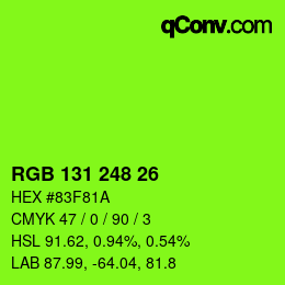 カラーコード: RGB 131 248 26 | qconv.com