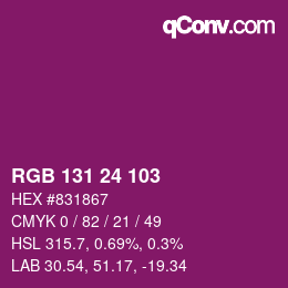 颜色代码: RGB 131 24 103 | qconv.com