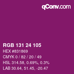 颜色代码: RGB 131 24 105 | qconv.com