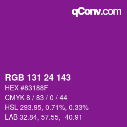 Color code: RGB 131 24 143 | qconv.com