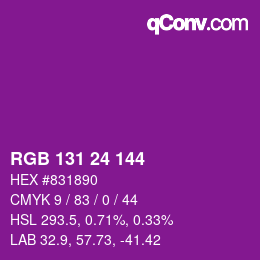 颜色代码: RGB 131 24 144 | qconv.com
