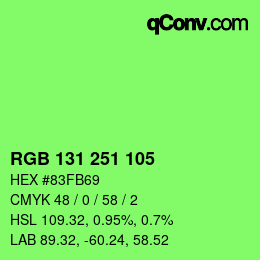 Color code: RGB 131 251 105 | qconv.com