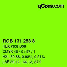 颜色代码: RGB 131 253 8 | qconv.com